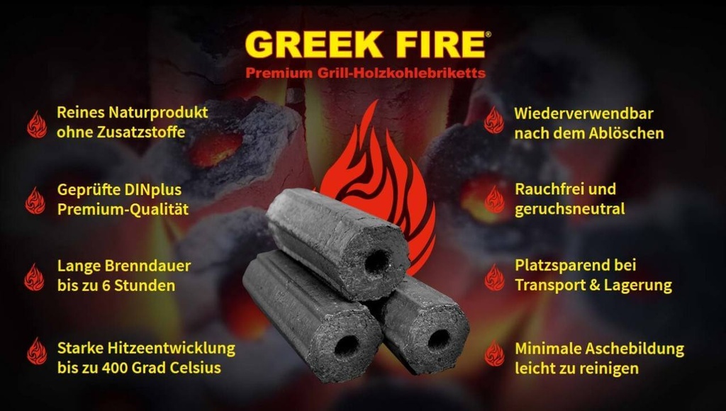Greek Fire - Geperste houtskool staaf - doos 3,5kg