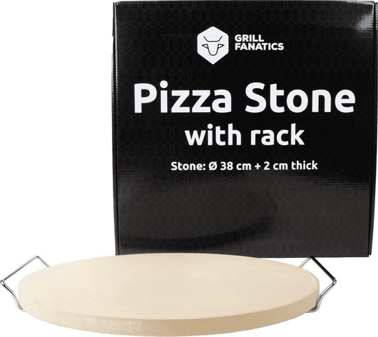 Grill Fanatics - Pizzasteen 38cm inclusief houder